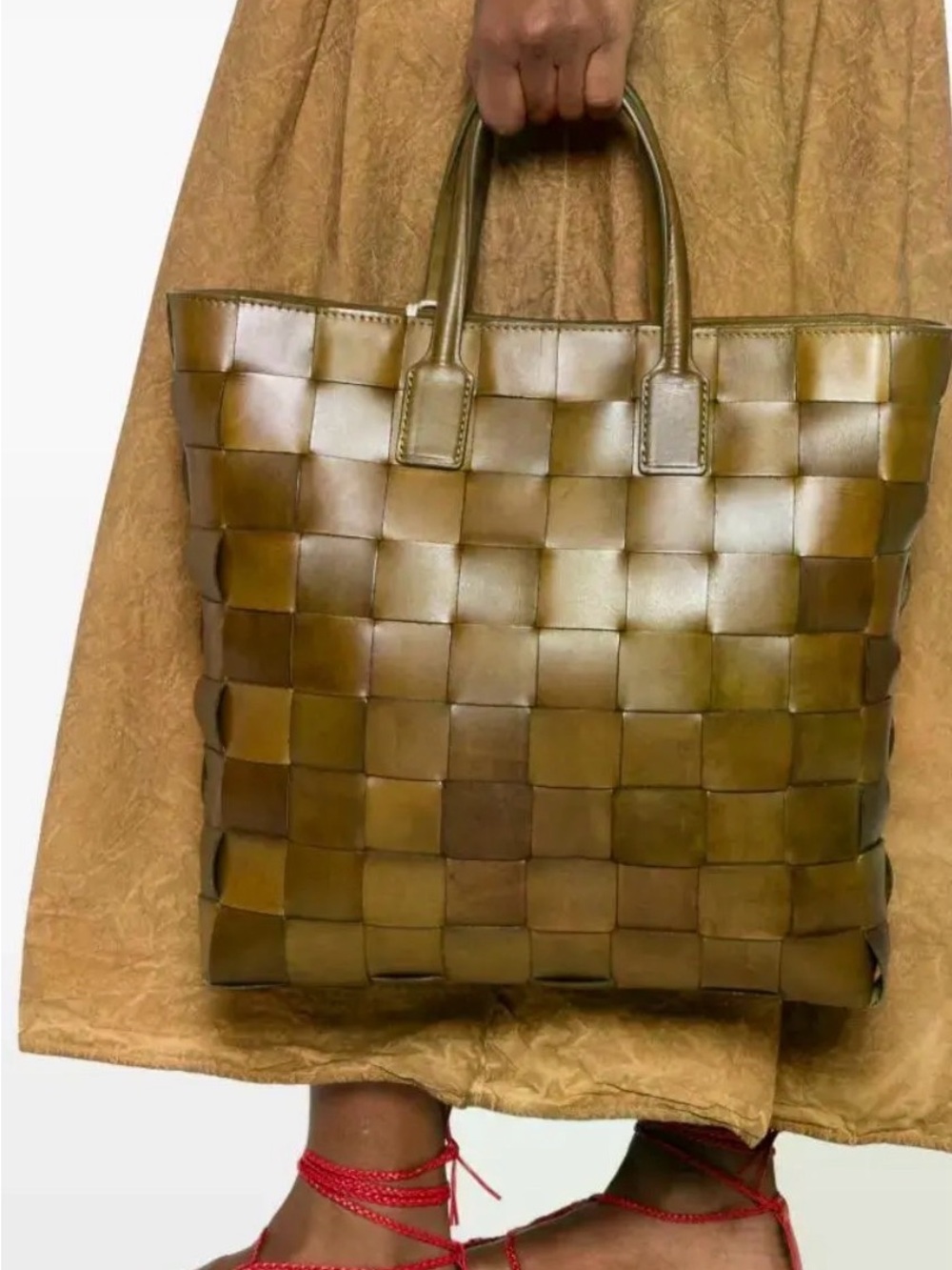 Dragon Diffusion Olive Woven Leather Tote